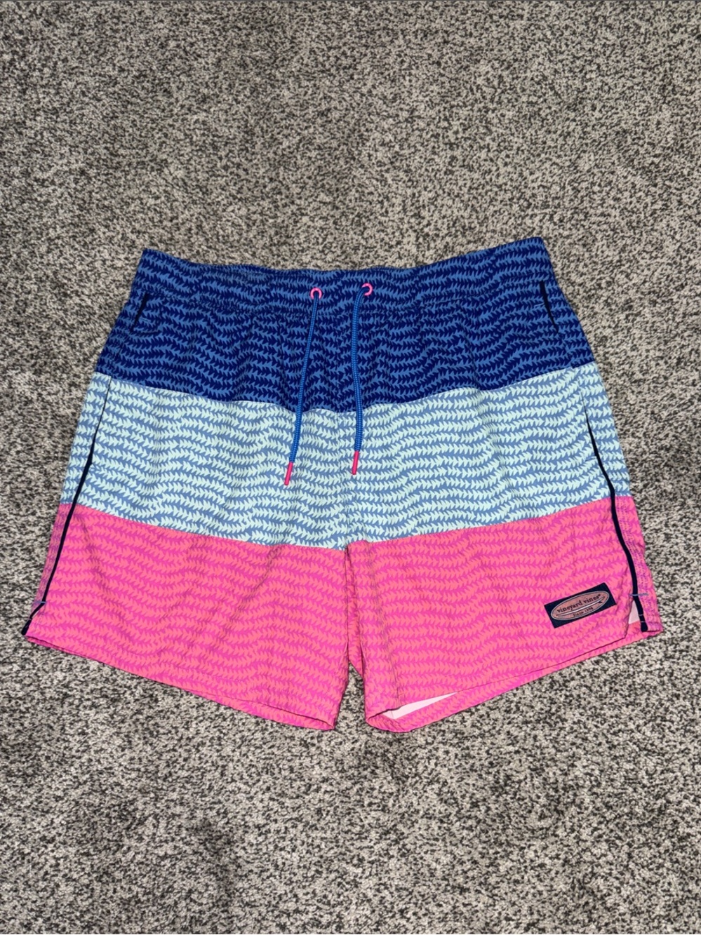 Vineyard Vines Colorblock Swim Shorts - Navy, Light Blue & Pink